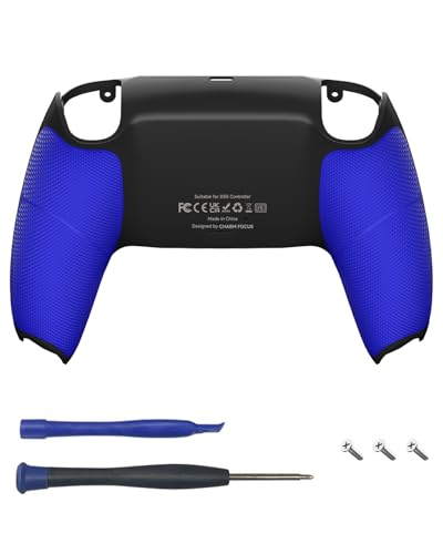 CHARM FOCUS Back Shell Grip Cover Compatible with PS5 Controller, Soft Rubber Overmold and Anti-Slip Diamond Texture, Seamless-Fit Replacement for PS5 Controller Shell, Black/Blue - color: Black/Blue
