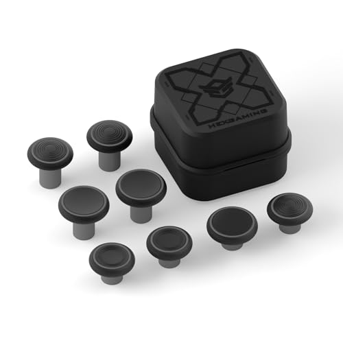 HEXGAMING 8-Pack Replacement Thumbsticks Caps, Gray Black | 2 Height, Domed & Concave Grips, for Phantom & Ultimate Pro Controllers, Base Part NOT Included - color: Gray Black