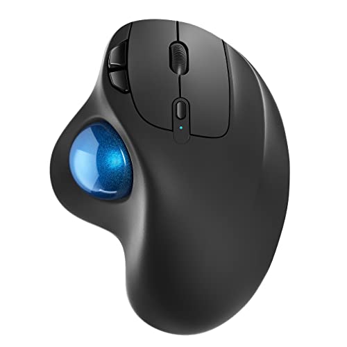 Nulea M501 Wireless Trackball Mouse Ergonomic Thumb Control, 4 DPI Levels | Rechargeable rollerball mouse with Bluetooth USB receiver,3 device use,smooth tracking,compatible with PC Mac Windows-Blue - color: B-Blue