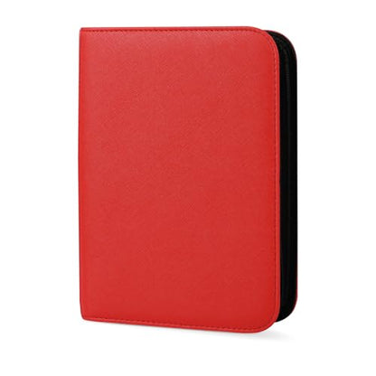 4 Pocket Trading Card Binder, Ringless Card Binder with Zipper for TCG and Sport Cards Collections, Holds 160 Cards with Side-Loading Pages, Red - color: 2.Red - 4 Pocket - 160 Slots