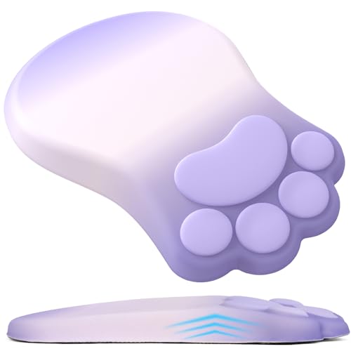 L-SPOUTTO Ergonomic Mouse Pad with Wrist Rest,Cute Mouse Pad Wrist Support | Cat Paw Comfortable Massage Design,Computer Pain Relief Mousepad with Non-Slip PU Base for Desk Laptop Gaming,Gradient Purple - color: Gradient Purple