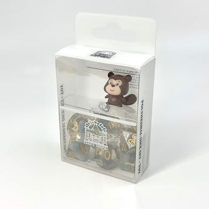 Sage's Portal Animal Familiars Resin DND Dice Set Polyhedral Dice Set for Dungeons and Dragons RPG Pathfinder Tabletop TTRPG (Chipmunk + Figurine) - color: Chipmunk + Mini Figure, style: Dice Set +Mini Figure