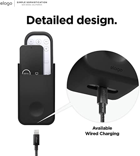 elago Universal Remote Holder Mount Compatible with Apple TV Remote and All Other Remote Controls - Adhesive Tape or Screw Mounting Options, Available Wired Charging [Medium] [Black] - color: Black, size: Medium