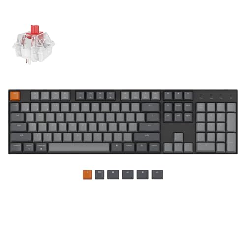 Keychron K10 Full Size 104 Keys Bluetooth Wireless Mechanical Gaming Keyboard for Mac Windows with Keychron Super Red Switch, Multitasking/White LED Backlight/USB C Wired Computer Keyboard - color: Keychron Super Red Switch