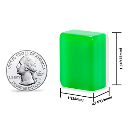 Yellow Mountain Imports Classic Chinese Mahjong Game Set, Emerald with 148 Medium-Size Translucent Green Tiles and Wooden Case - color: ['Emerald']
