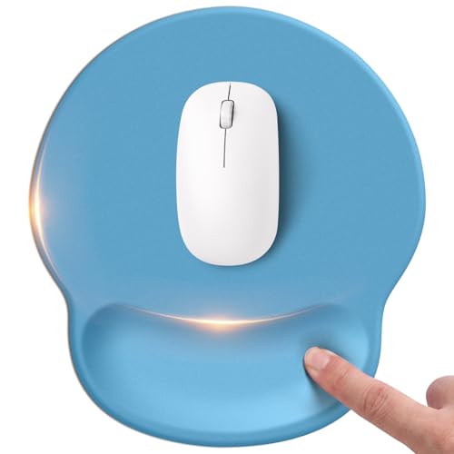 Mouse pad with Wrist Rest,Relieving Pain Memory Foam Computer pad, Ergonomic Desktop Mouse, Silicone Material Mouse pad, with Non-Slip PU Base (Blue) - color: blue