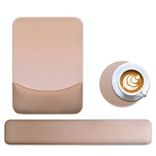 Gel Mouse Pad with Wrist Rest, Ergonomic Keyboard Wrist Rest and Wrist Rest for Computer Keyboard, Typing Pain Relief, Non-Slip Base Rectangular Memory Foam Mousepad for Gaming, Office, Mocha Sand - color: Mocha Sand