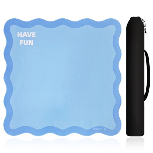 excovip Blue Mahjong Mat for Table, 32.5" x 32.5" Non-Slip Noise Reduction Mahjong Mat for Gifts, Mahjong, Poker, Board Games, Dominoe 1074 - color: 32.5x32.5inch-blue