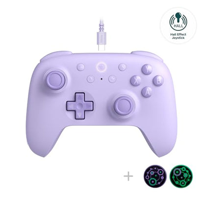 8Bitdo Ultimate 2C Hall Effect Joysticks and Hall Triggers Wired Controller for Windows PC and Android, with Remappable L4/R4 Bumpers, Turbo function & Rumble vibration (Purple) - color: Purple, size: Ultimate 2C