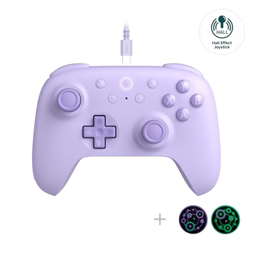 8Bitdo Ultimate 2C Hall Effect Joysticks and Hall Triggers Wired Controller for Windows PC and Android, with Remappable L4/R4 Bumpers, Turbo function & Rumble vibration (Purple) - color: Purple, size: Ultimate 2C