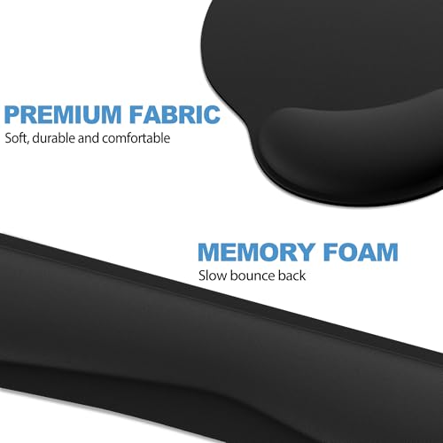 Ergonomic Mouse Pad with Wrist Rest and Keyboard Wrist Rest, Mousepad and Wrist Rest for Computer Keyboard, Pain Relief, Non-Slip Rubber Base, Mouse Pad with Wrist Support for Gaming, Office, Black - color: Black