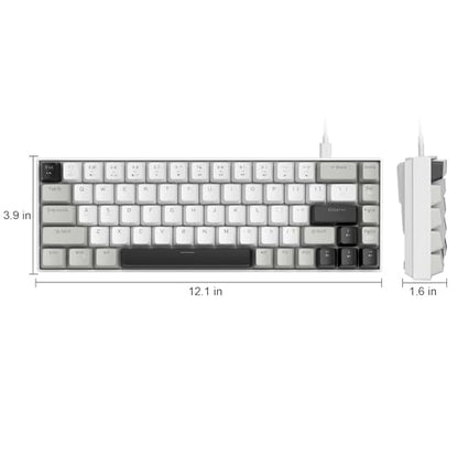 MageGee Portable 60% Mechanical Gaming Keyboard, MK-Box LED White Backlit Compact 68 Keys Mini Wired Office Keyboard with Red Switch for Windows Laptop PC Mac - Grey - color: White Grey/Red Switch