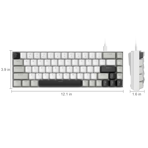 MageGee Portable 60% Mechanical Gaming Keyboard, MK-Box LED White Backlit Compact 68 Keys Mini Wired Office Keyboard with Red Switch for Windows Laptop PC Mac - Grey - color: White Grey/Red Switch