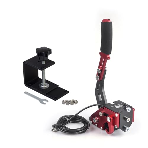 ZHSYMX USB Handbrake for 16Bit SIM PC Racing Games, Compatible with G27 G29 G920 G923 T500 T300 Simulate Linear Handbrake With Fixing Clip（Only PC System） Red - color: Red, size: With Fixing Clip