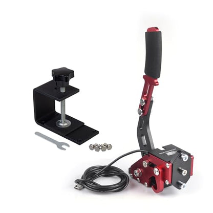ZHSYMX USB Handbrake for 16Bit SIM PC Racing Games, Compatible with G27 G29 G920 G923 T500 T300 Simulate Linear Handbrake With Fixing Clip（Only PC System） Red - color: Red, size: With Fixing Clip