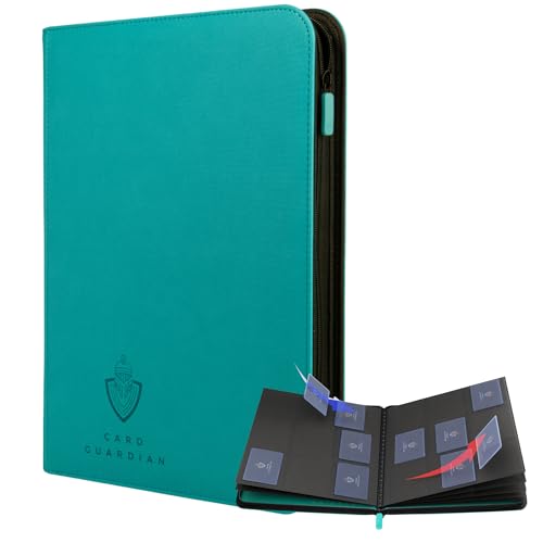 Card Guardian - 9 Pocket Premium Binder with Zipper for 360 Cards Trading Card Games TCG (Teal) - Side Loaded Pockets - Compatible Yugioh Cards MTG Binder Sports Card Binder | Holds 360 Cards, Side Loading, For TCG & Football, Premium Card Collection - co
