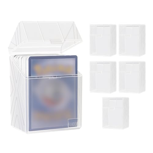 6-Pack Card Case, Plastic Card Case for Trading Cards, Sturdy Card Organizer for 90+ Sleeve Cards, Card Organizer for MTG, Sports Cards(Transparent) - color: White