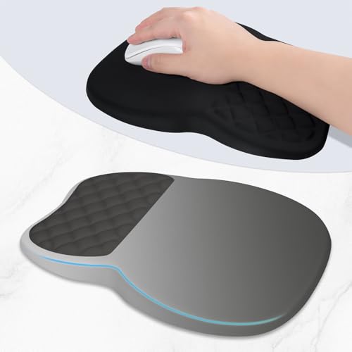 ITNRSIIET Ergonomic Mouse Pad Wrist Support with Memory Foam Massage Bulge & Non-Slip PU Base, Carpal Tunnel Pain Relief, Prevent Wrist Sweating, 12 x 8 x 1.2 inch, Gray Gradient - color: Gray Gradient