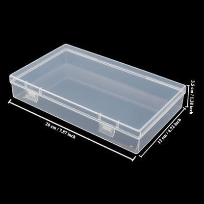 4 Pack Rectangular Clear Plastic Storage Containers | 7.87 x 4.72 x 1.38 inch, Hinged Lid, For Beads and Small Craft Items - size: 7.87 x 4.72 x 1.38 inch