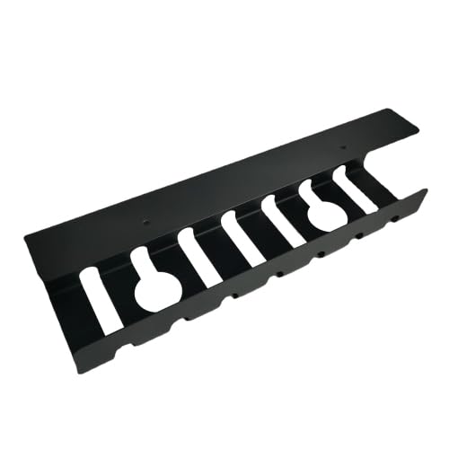 Metal Under Desk Cable Management Rack with Ventilation & Cord Slots, Black Cable Tray Organizer Holder Securely Mounts 2 Outlet Strips up to 5lbs for Home Office & Computer Desk