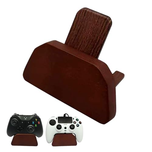 Solid Wood Gamepad Stand, Controller Holder for PS4 PS5 Xbox | This holder tidies gaming desk, fits most controllers, nice decor, ideal gift for father, son & boyfriend - color: Wood color