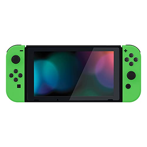 eXtremeRate DIY Replacement Shell Buttons for Nintendo Switch, Soft Touch Back Plate for Switch Console, Custom Housing Case with Full Set Buttons for Joycon Handheld Controller - Green - color: Green