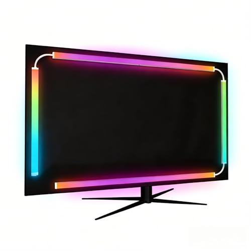 RGB Monitor Backlight with Screen Sync, Dual USB Powered Ambient Lighting Kit for 27 Inch Gaming Monitors, Music Mode, Immersive Dynamic LED Strip Lights for PC Setup (4 Sides - 27 inch) - size: 4 Sides - 27 inch