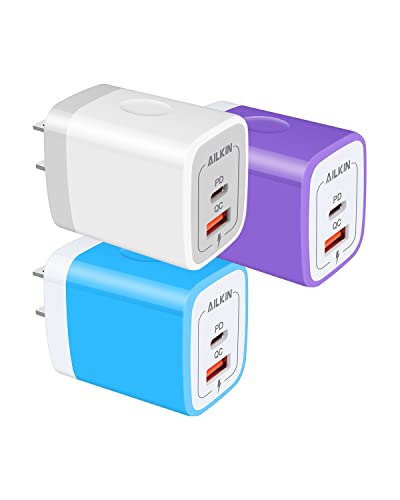 20W C Type Power Adapter, Dual-Port USB-C Wall Charger Plug Block Station | Multi Type C box Super Fast Charging Brick for iPhone, Samsung Galaxy, Google Pixel, Motorola, Oneplus Kindle Cargador Cube - color: MultiColored2
