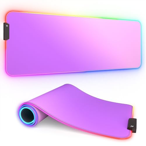 ITNRSIIET RGB Gaming Mouse Pad Full Desk XL Extended Large Gaming Mousepad 12 Lighting Modes, 30% Thicker, Big LED Desk Mat for Keyboard Men Gamers Esport Pros, 32" x 12",Gradual Purple - color: Z-gradual Purple