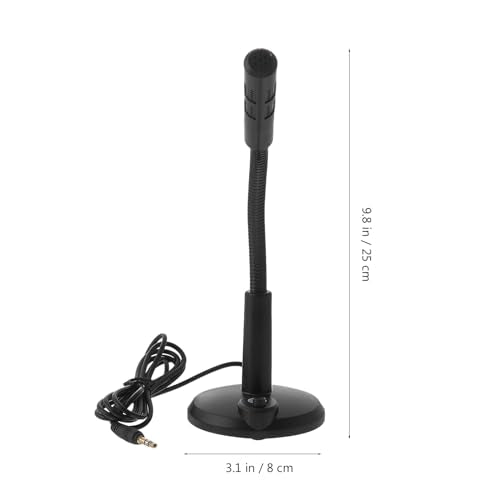 BESPORTBLE Desktop Microphone 3.5mm Black Plastic Adjustable Meeting Mic | Stable Pedestal Base, Simple Plug-And-Use Operation, Suited for Live-Streaming and Singing Sessions