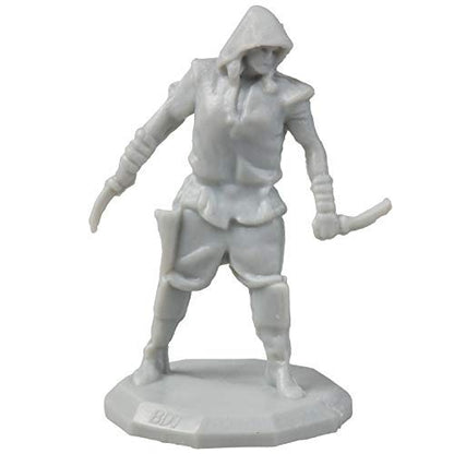 Monster Protectors 8 Unpainted Fantasy Human Mini Figures- All Unique Designs- 1" Hex-Sized Compatible with DND Dungeons and Dragons & Pathfinder and All RPG Tabletop Games, Detailed Creatures