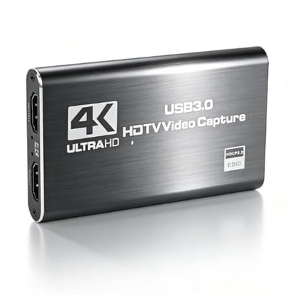 LICAEVEY 4K 60Hz HDMI Video Capture Card, USB 3.0 Audio Video Capture Device Full HD Recording Plug and Play for Game Live Streaming HDTV