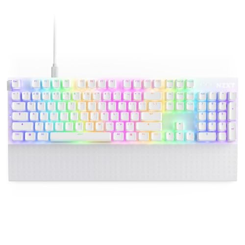 NZXT Function 2 Full-Size Wired Optical Gaming Keyboard - 8K Polling Rate - Linear Optical Switches - Adjustable Actuation - Double-Shot PBT Keycaps - RGB - Hot-Swappable - White - color: White, size: Full Size, style: Function 2