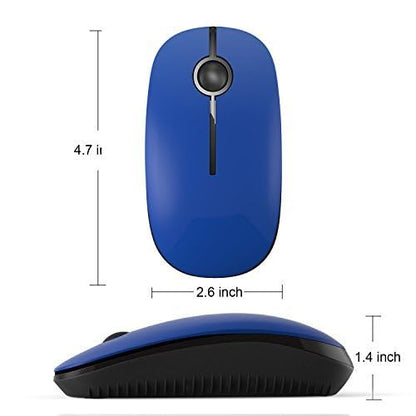 VssoPlor Wireless Mouse, 2.4G Slim Computer Laptop Mouse, Black Blue | Portable Mouse, Plug & Play USB Nano Receiver, Quiet Silent Optical Mice for Notebook, PC, Laptop, Computer, Windows, Mac - color: Black Blue