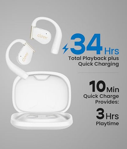 Cleer ARC 4 Plus Open Ear Earbuds, White - color: White