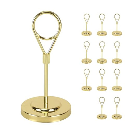12pcs Gold Premium Table Place Card Holders with Weighted Base Stand and Clip