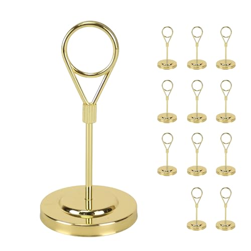 12pcs Gold Premium Table Place Card Holders with Weighted Base Stand and Clip