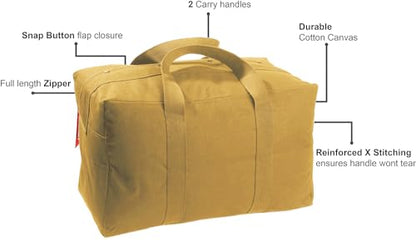 Tactical Parachute Cargo Bag LARGE Cotton Canvas Carry Bag, 24" x 15" x 13" - Coyote Brown - color: Coyote Brown, size: Large (24" x 15" x 13")