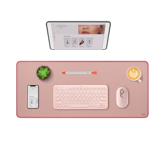 Logitech Desk Mat Studio Series Large Pad 30L x 70W cm - Darker Rose | Multifunctional large pad, extended mouse surface, office desk protector, anti-slip base, spill-resistant - color: Darker Rose