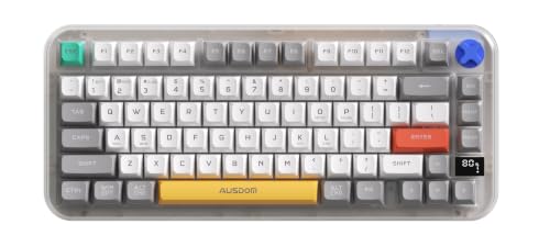 AUSDOM K75pro Wireless Gaming Creamy Keyboard, Tri-Mode BT/2.4G/USB-C Computer Keyboard, RGB Backlit Media Knob Creamy Keyboard (Mixed Color) - color: Mixed Color