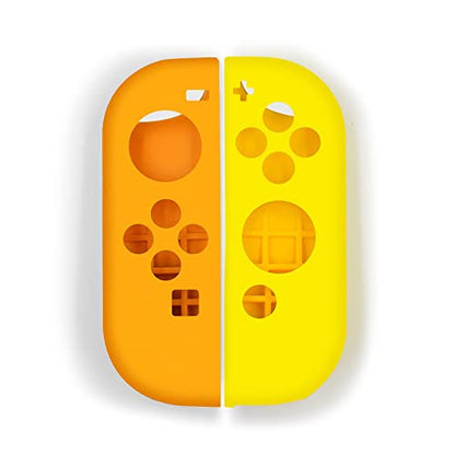 Soft Silicone Case Anti-Slip Shell Cover Replacement for Nintendo Switch Joycon Cover (Brown+Yellow) - color: Brown+Yellow