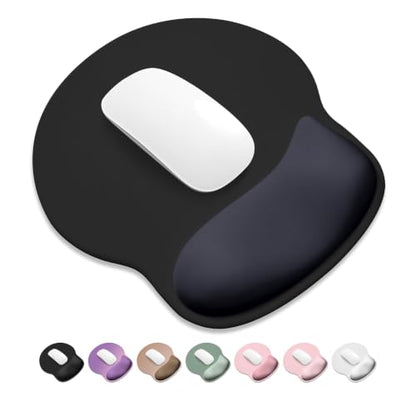 ITNRSIIET Ergonomic Mouse Pad with Wider Memory Foam Wrist Rest +17%, Curved Cushion Reduces Pressure 20%, Pain Relief, Non-Slip, Smooth, Cute Color Desk Accessory, 9.85 x 9 inch, Black Gray Gradient - color: Black Gray Gradient