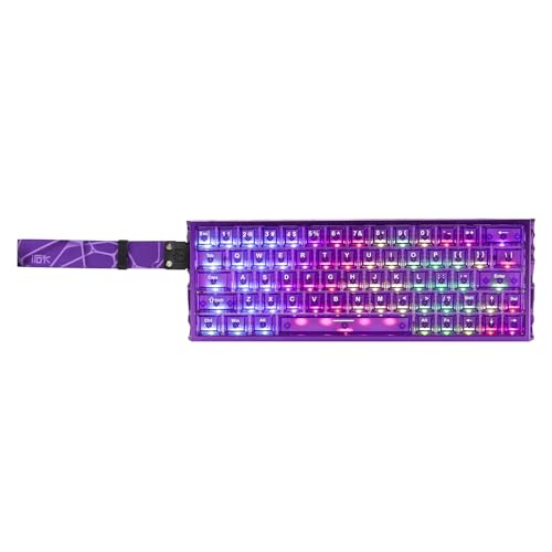 IROK MG63 64 Keys Wired Magnetic Switch Keyboard, 512KHZ All Keys Scan Rate, PCB Nano-Coating Waterproof, ARGB Light and Shadow Coexist 8KHZ/CNC Carved Aluminum Gaming Keyboard (Purple) - color: Purple