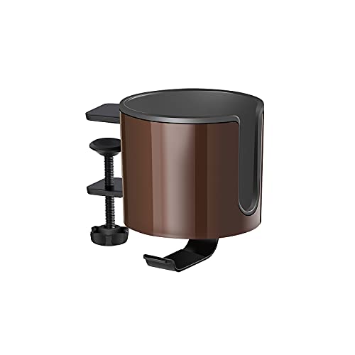 GUNKING Luxury 2-in-1 Anti-Spill Cup Holder with Under Desk Headphone Hanger (Coffee Brown) - color: COFFEE BROWN