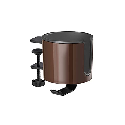 GUNKING Luxury 2-in-1 Anti-Spill Cup Holder with Under Desk Headphone Hanger (Coffee Brown) - color: COFFEE BROWN