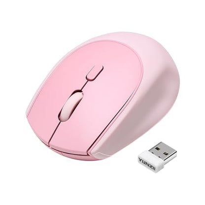 YUNZII C2 Wireless Mouse,2.4GHz Cute Silicone Noiseless Wireless Computer Mouse, Quiet Clicks, 3 Adjustable DPI, 1600 DPI Optical Tracking, Portable Ergonomic Mice for Laptop/PC/Mac (Pink) - color: Pink