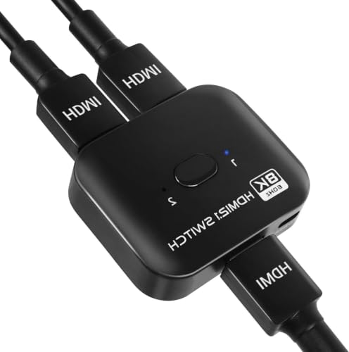 8K Bi-Directional HDMI Switch 2 in 1 Out, 4K@120Hz 8K@60Hz HDMI Splitter Switch, Supports HDR, 3D, Dolby for PS4/5, HD TV