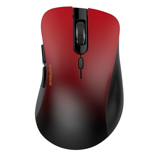 RAPIQUE Bluetooth Wireless Mouse - Dual Bluetooth & 2.4 GHz USB Receiver, Comfortable Grip, Quiet Clicks, Low Power - Multi-Device Compatibility for Laptop, Computer, iPad, MacBook (Gradient Red) - color: Gradient Red