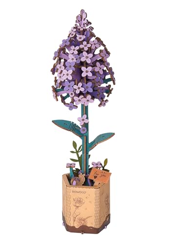rowood 3D Puzzles for Adults,Mother's Day Wooden Artifical Flower Craft Kit,DIY Botanical Collection Building Toy Set,Valentine's Day/Thanksgiving Day/Christmas/Birthday Gift -Lilac - style: Lilac