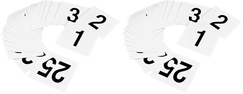 New Star Foodservice 23114 1-25 Double Sided Table Numbers, 4" x 4" Inch, White (Pack of 2) - size: 4 x 4 inches (Pack of 2), style: White (1-25)